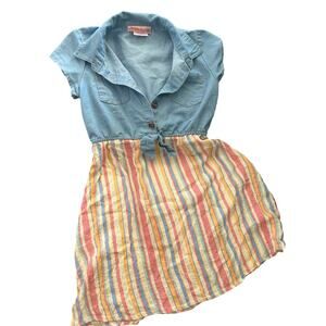 Girls Preppy Pale Colored Dress Button Down Multicolor Size 7